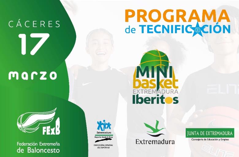 CONCENTRACIÓN TECNIFICACIÓN PRESELECCIONES EXTREMEÑAS DE MINIBASKET DOMINGO 17 DE MARZO 